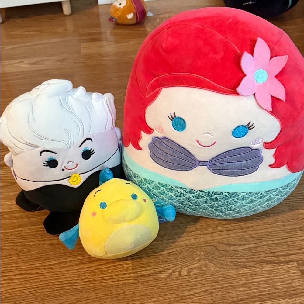 Squishmallow Little Mermaid Bundle Disney Ariel, Flounder, and Ursula